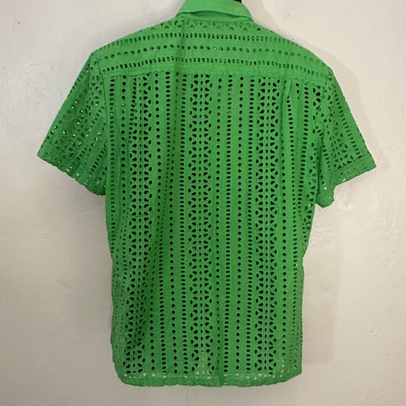 Mr Turk Perforated Short Sleeve Shirt Large Gently worn 100% cotton 23" armpits - Picture 3 of 5
